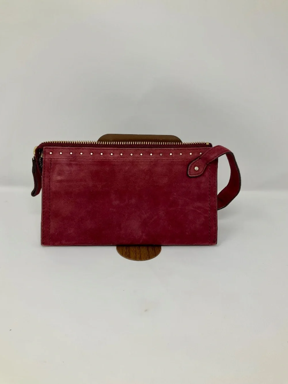 ^NWT Brooks Brothers Kid Soft Suede Wristlet^  Light Burgundy/Maroon